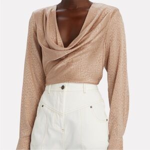 Ronny Kobo Jayce Cowl Neck Silk Blouse Long Sleeve Top Size XS